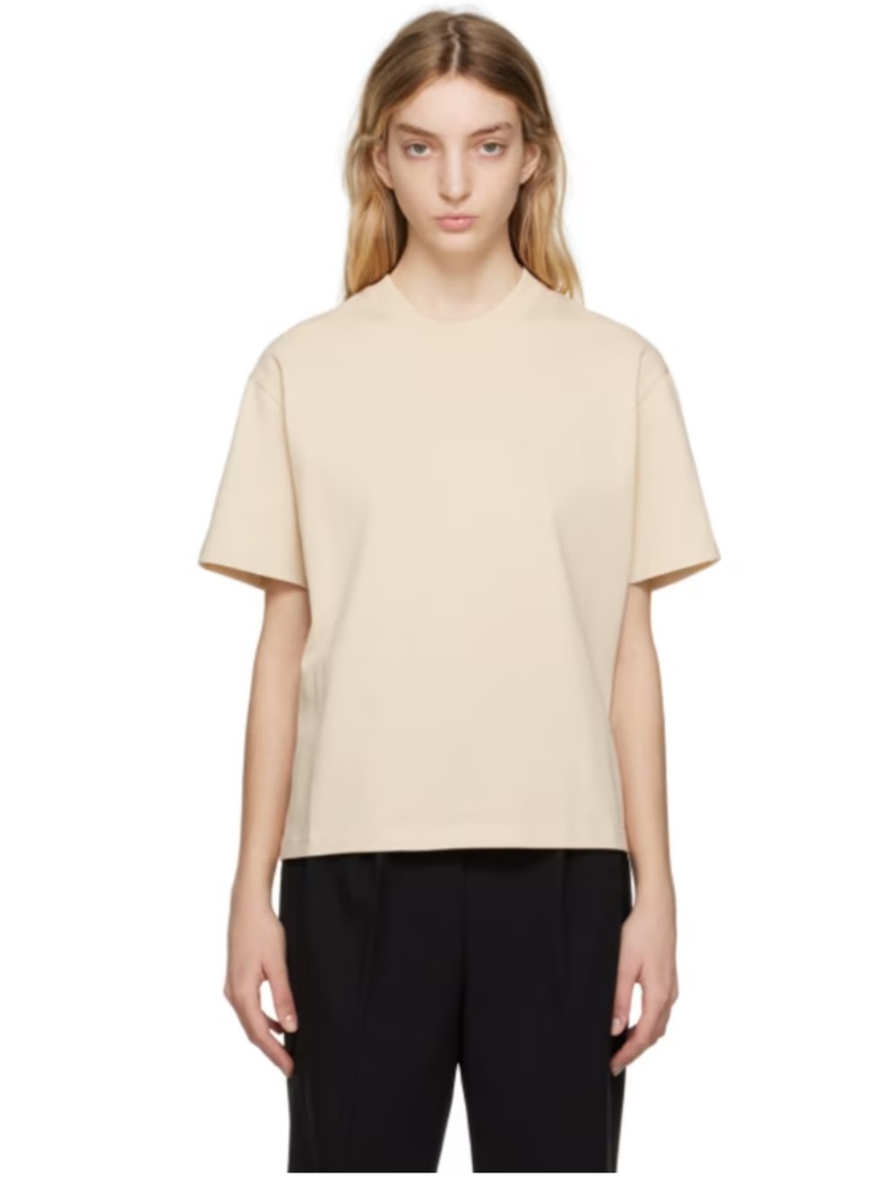 AMI PARIS De Women’s Beige T-Shirt Short Sleeve Size Small Crew Neck